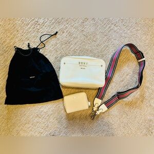 DKNY Beige Leather Crossbody Bag AND Wallet